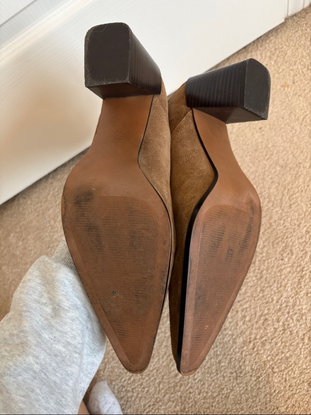 ZARA Cowboy Split Suede Leather Ankle Boots Almond Tan Brown - Picture 7 of 11